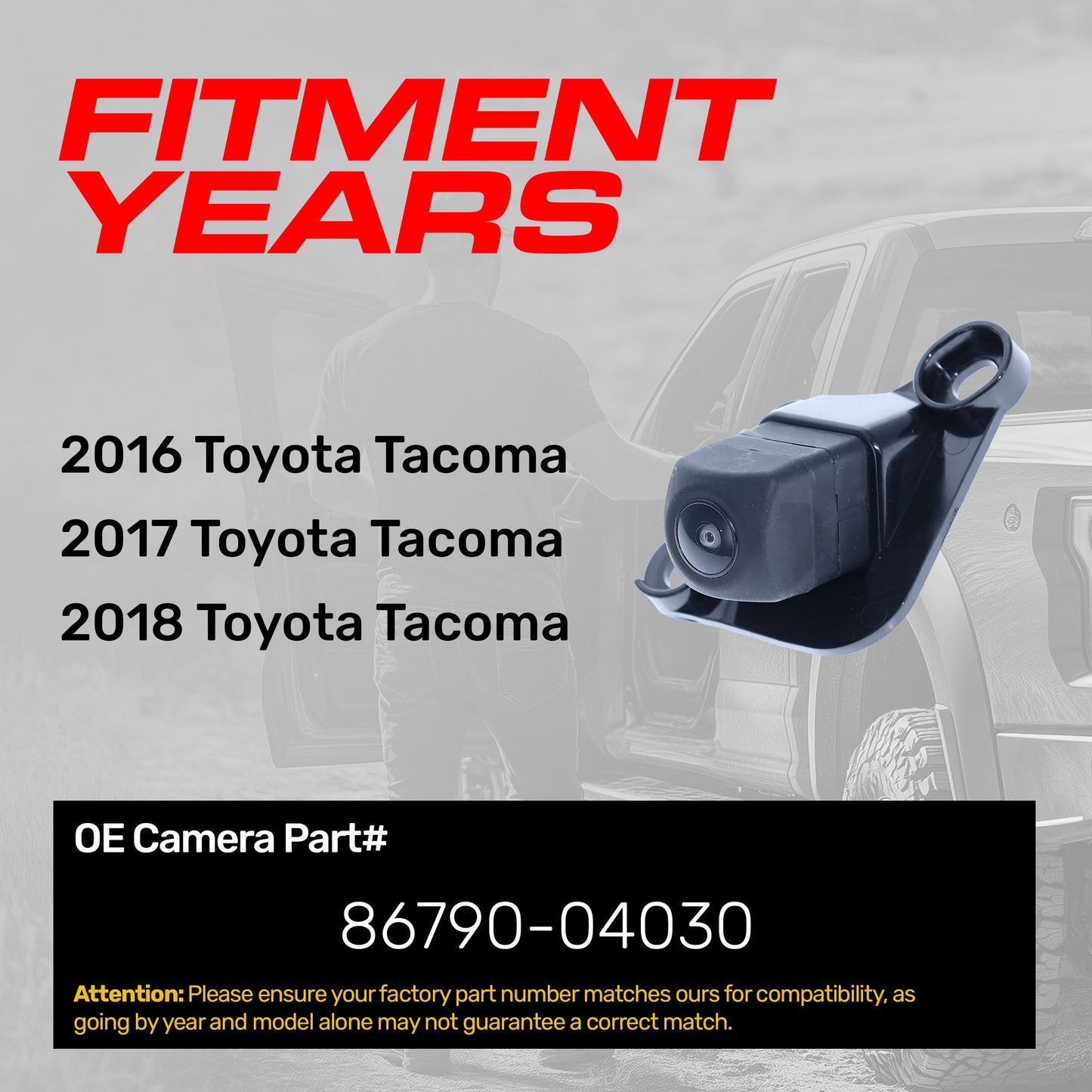 Master Tailgaters OE backup camera for Toyota Tacoma (2016-2018), part 86790-04030 on Tampa Home & Garden Store