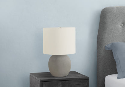 Table lamp with gray concrete base and cream shade by HouseOfZazla on Tampa Home & Garden Store