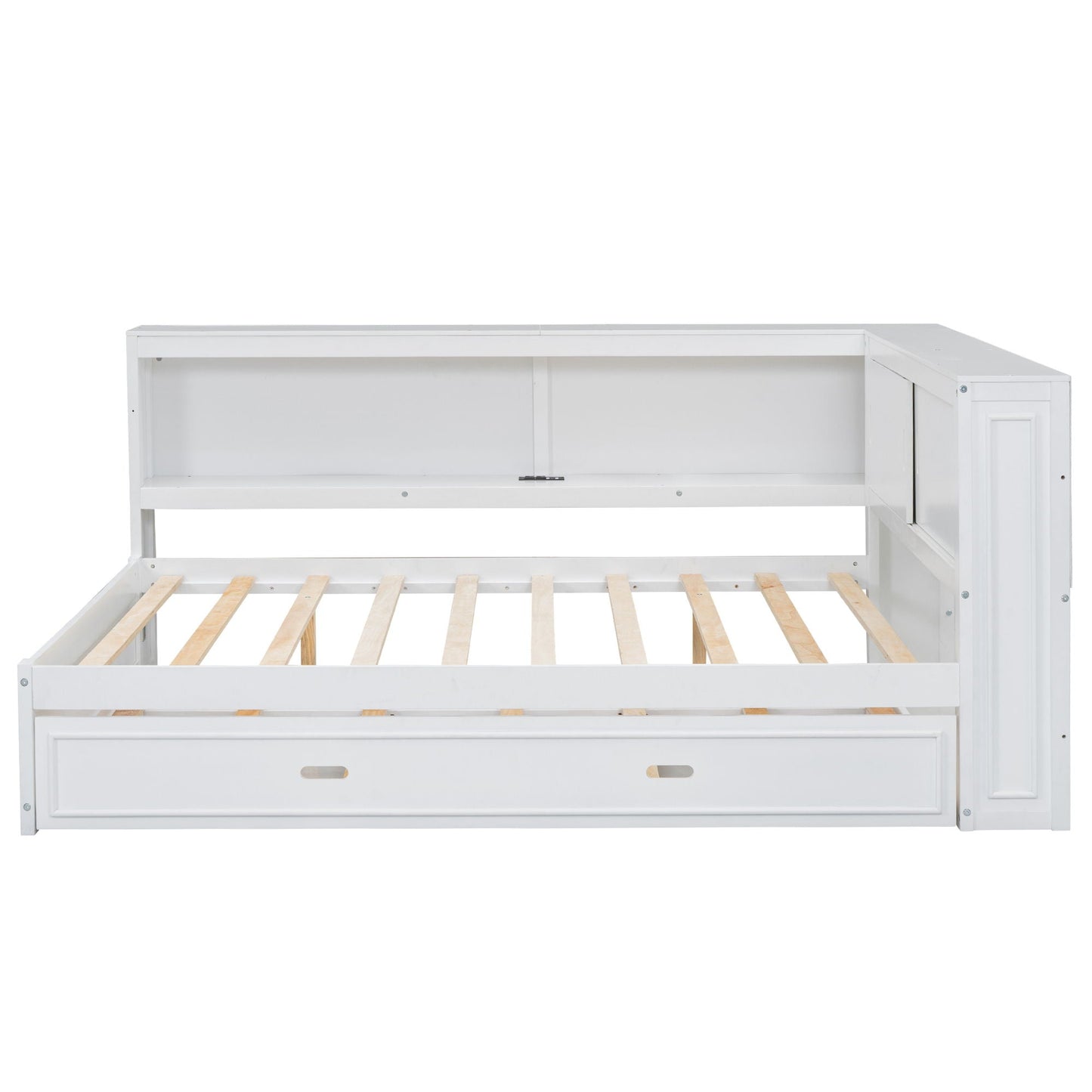 Daybed frame with built-in storage drawer and slatted bed base white finish HouseOfZazla on Tampa Home & Garden Store
