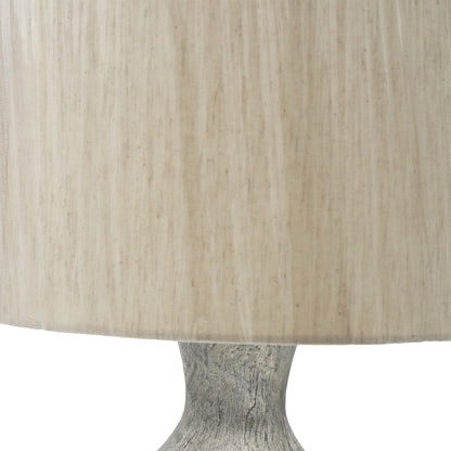 Hand-Finished Mercury Glass Table Lamp with beige linen shade and gray pedestal base on Tampa Home & Garden Store