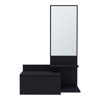Lowell Floating Hallway Cabinet and Mirror by HouseOfZazla, black frame with full-length mirror on Tampa Home & Garden Store