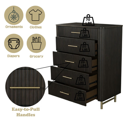 Clayten Chest Espresso by HouseOfZazla; ribbed chest with gold handles on Tampa Store on Tampa Home & Garden Store