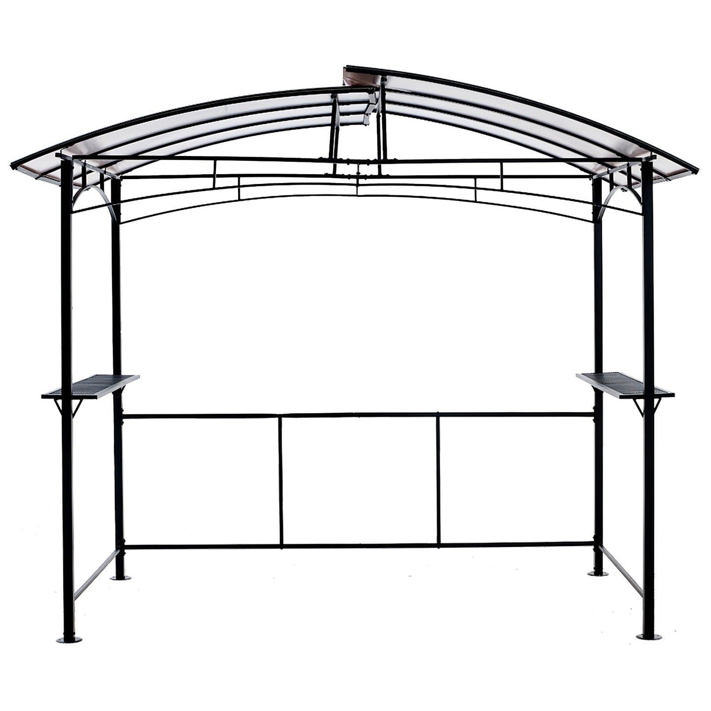 Grill Gazebo 8x5ft black steel BBQ shelter with curved hardtop and side shelves on Tampa Home & Garden Store