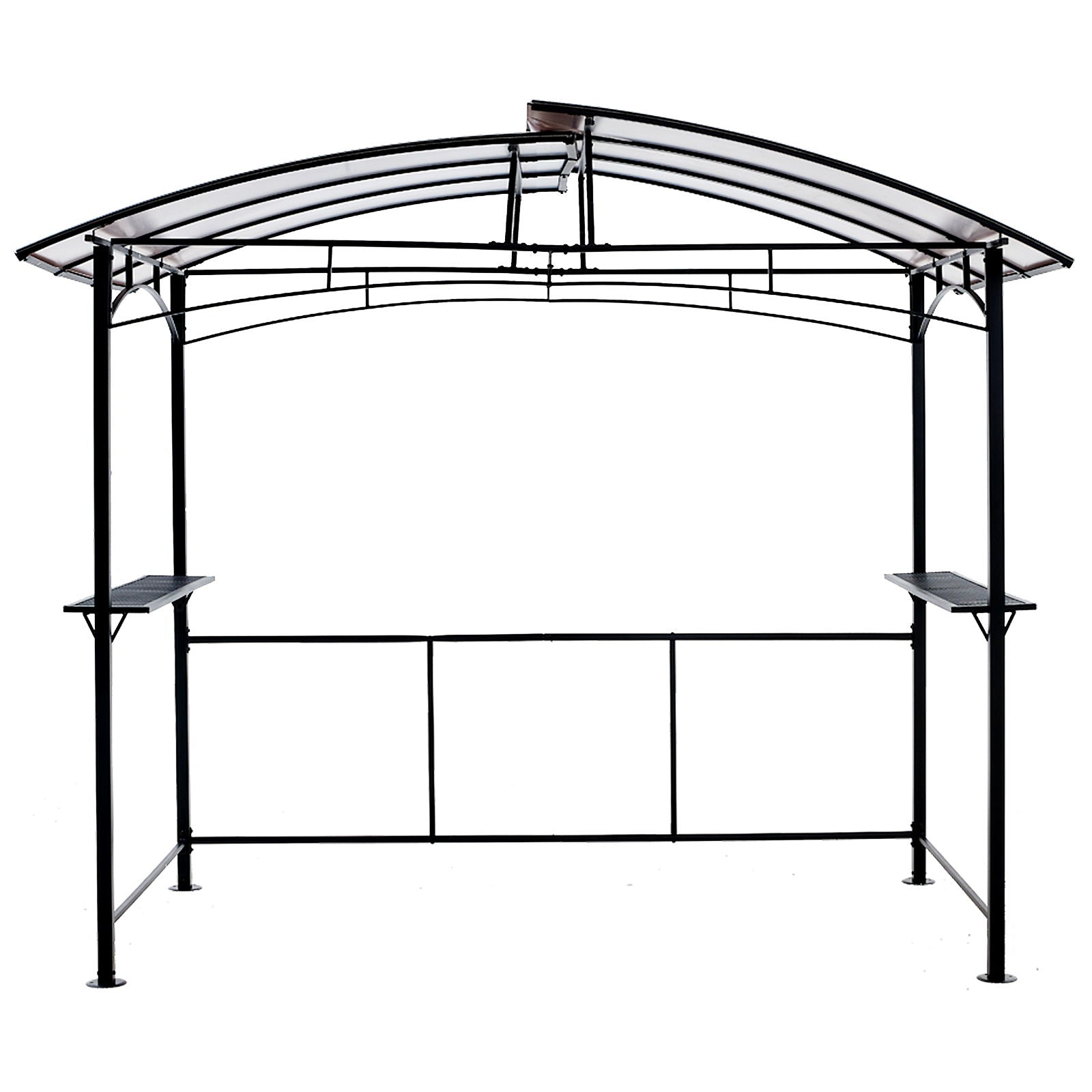 Grill Gazebo 8x5ft black steel BBQ shelter with curved hardtop and side shelves on Tampa Home & Garden Store
