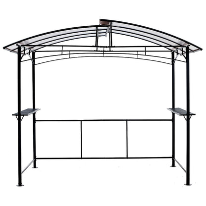 Grill Gazebo 8x5ft black steel BBQ shelter with curved hardtop and side shelves on Tampa Home & Garden Store