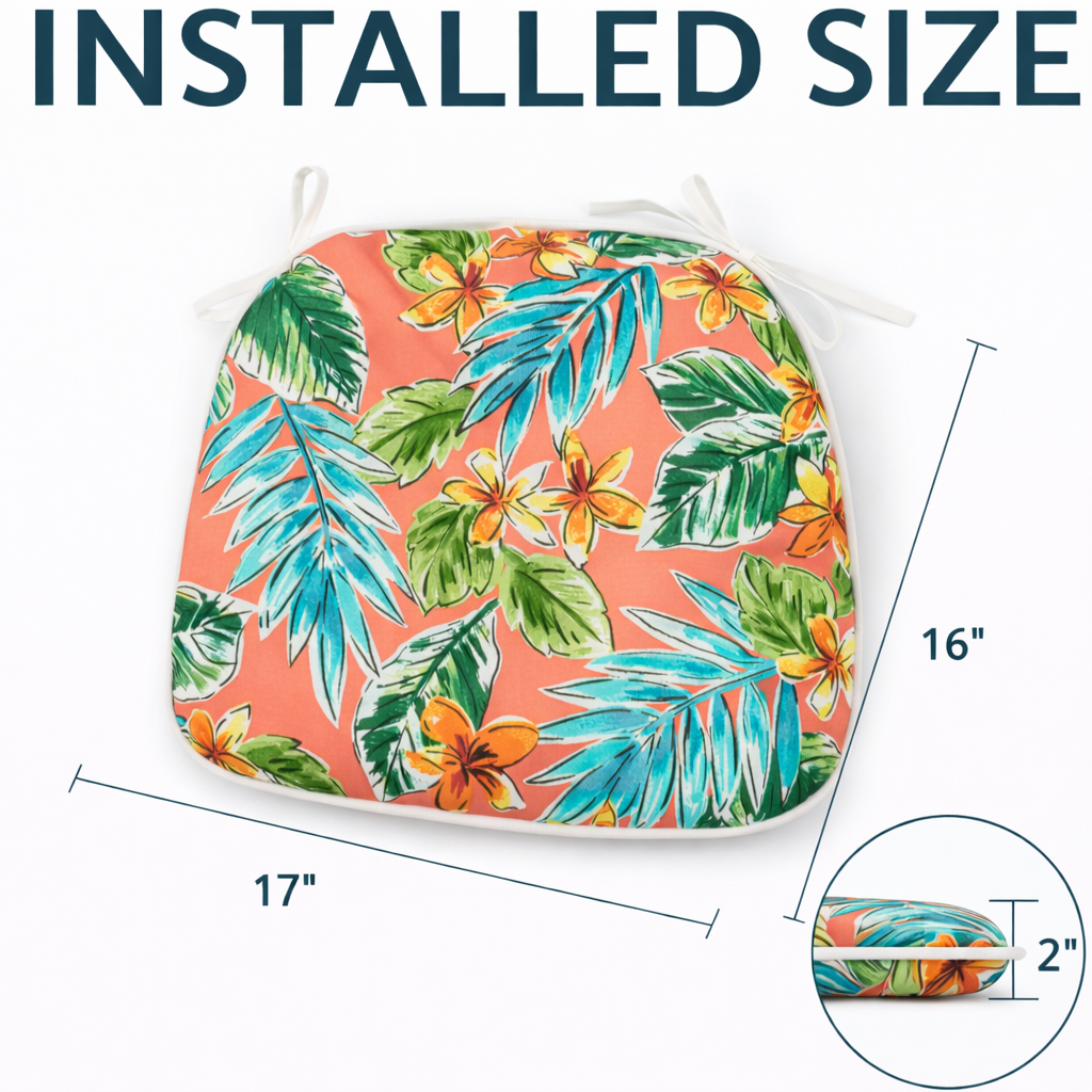 Bright Coral Set of Four Outdoor Chair Cushions