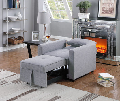 Zoey Convertible Sleeper Chair with Side Pocket in gray fabric by HouseOfZazla ottoman included on Tampa Home & Garden Store