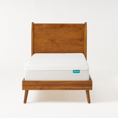 Cohron solid wood platform bed twin headboard and legs with white mattress on Tampa Home & Garden Store