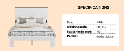 King Wood Platform Bed and Headboard Storage