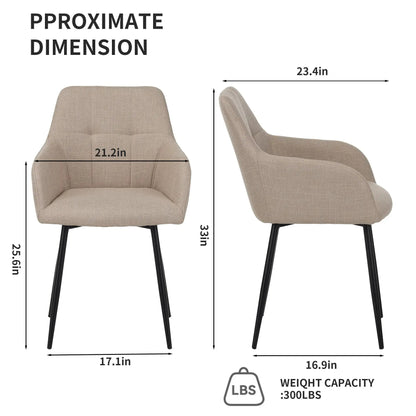 Dining Chair With Backrest and Wide Seat Set of 2