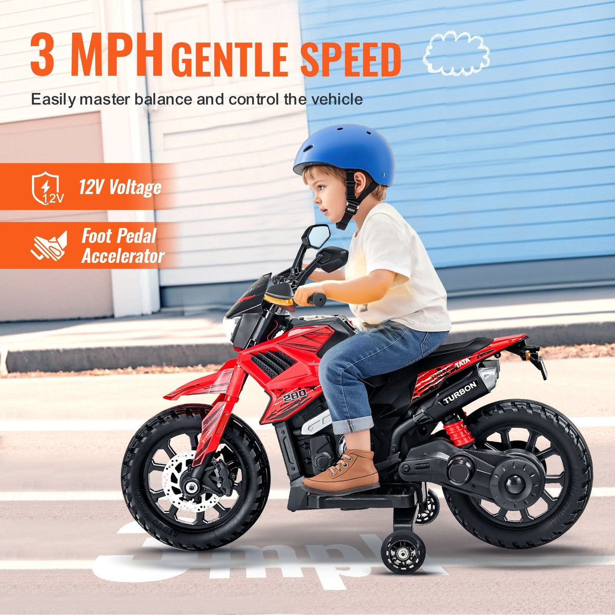 Kids' 12V Electric Ride-On Motorcycle with LED Lights by UpTrend Deals, red/black on Tampa Home & Garden Store