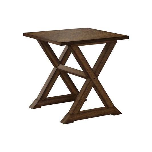 Compact Accent End Table top with dark walnut finish and X-frame legs by Unique Piece Furniture on Tampa Home & Garden Store