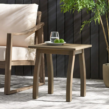 Kinesis Outdoor Side Table with Acacia Wood Frame