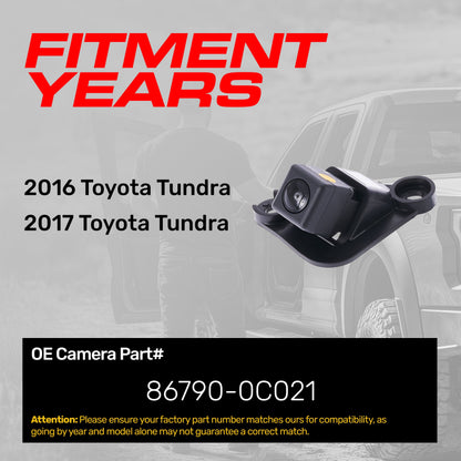 OEM backup camera replacement for 2016-2017 Toyota Tundra, Master Tailgaters, part 86790-0C021 on Tampa Home & Garden Store