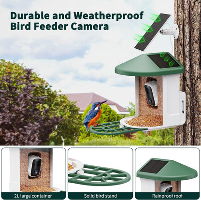 Smart Feeder Surveillance Wireless Camera bird feeder with solar panel and green roof on Tampa Home & Garden Store