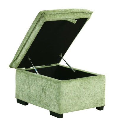 Green storage ottoman by HouseOfZazla with lift-top lid and black interior on Tampa Home & Garden Store