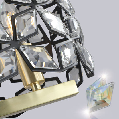 39-inch contemporary crystal and black-gold pendant chandelier with square crystal prisms on Tampa Home & Garden Store