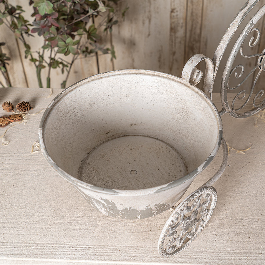 Rustic Bicycle Metal Wire Wall Planter Basket white distressed finish by HouseOfZazla on Tampa Home & Garden Store