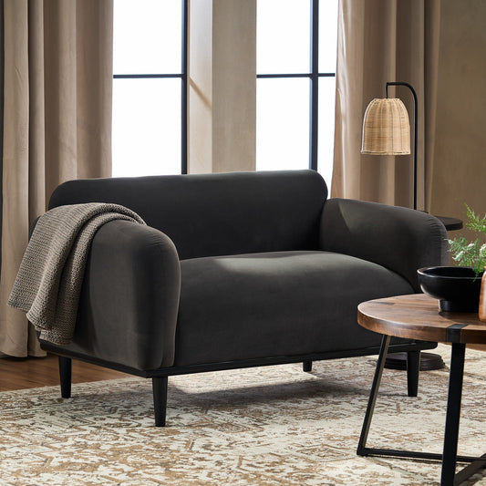 Loveseat Sofa 50-inch dark charcoal fabric HouseOfZazla living room scene on Tampa Home & Garden Store