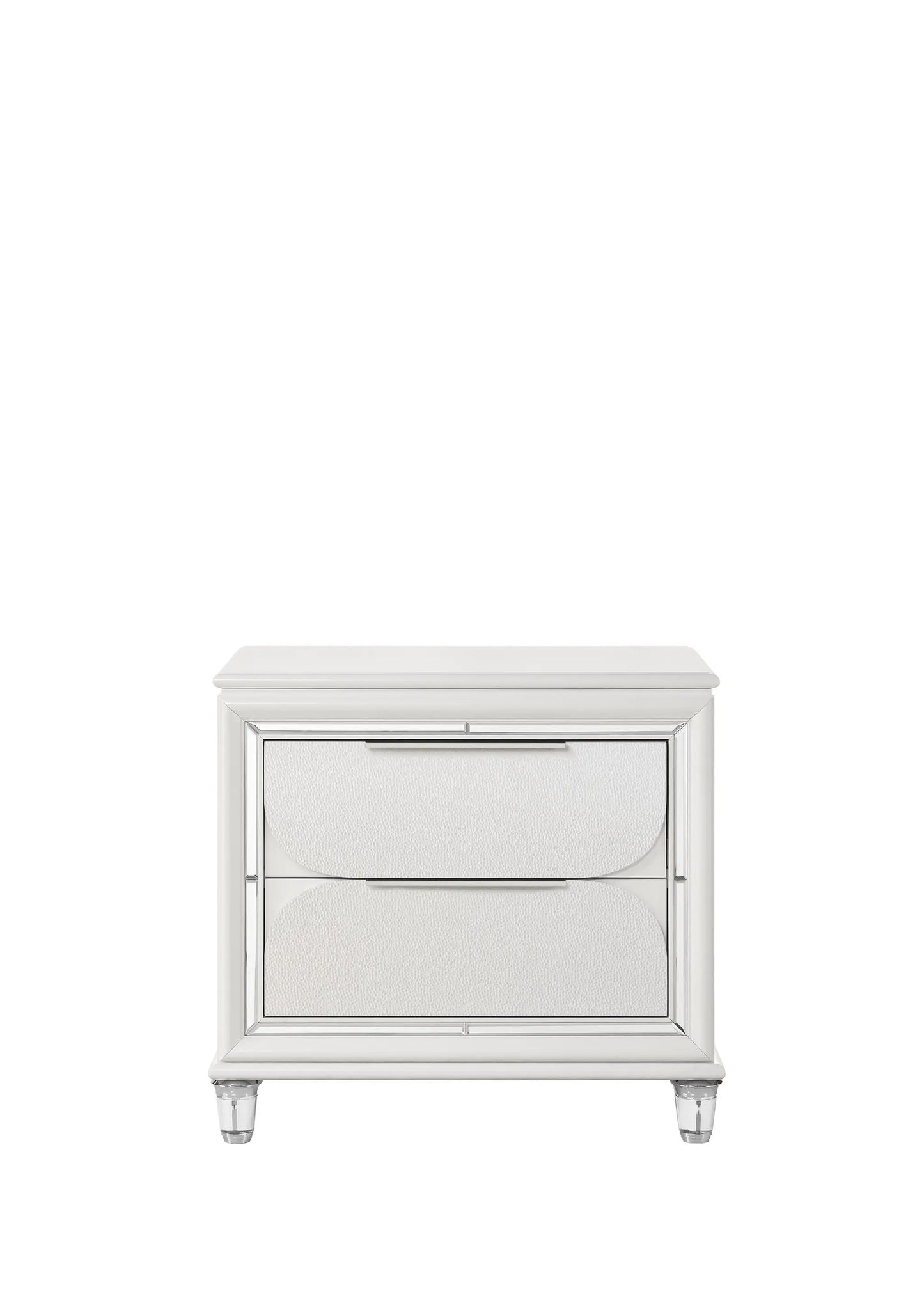 Tarian Pearl White Nightstand with Drawers