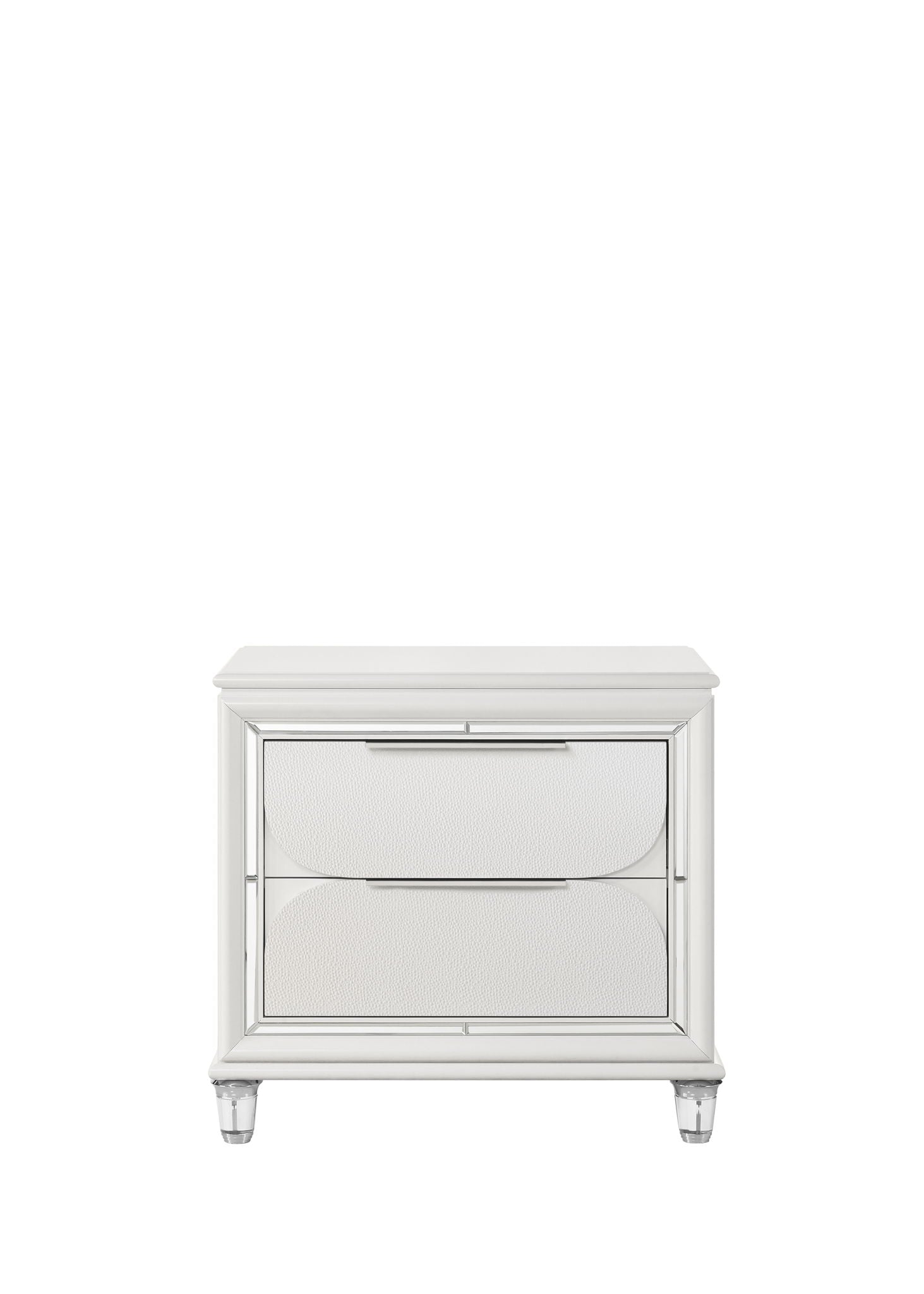 Tarian Nightstand White with mirrored panels by HouseOfZazla, accent nightstand on Tampa Home & Garden Store