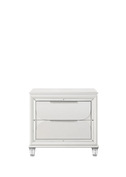 Tarian Nightstand White with mirrored panels by HouseOfZazla, accent nightstand on Tampa Home & Garden Store
