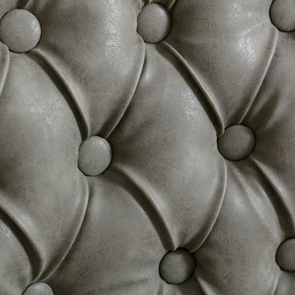 French Style Solid Wood Dining Chair close-up in gray velvet with tufted upholstery on Tampa Home & Garden Store