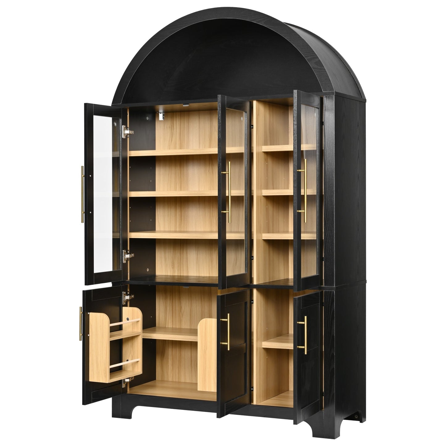 Tall Arched Kitchen Wood Pantry Cabinet