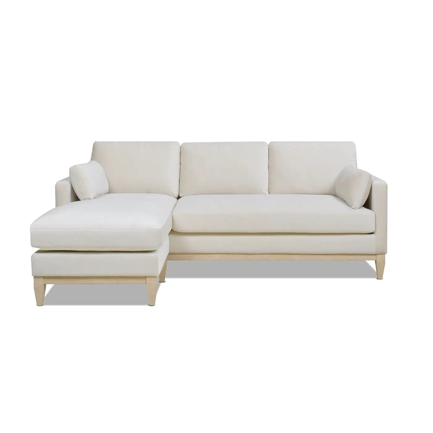 Knox Modern Farmhouse reversible chaise sectional sofa cream with left chaise and wood legs on Tampa Home & Garden Store