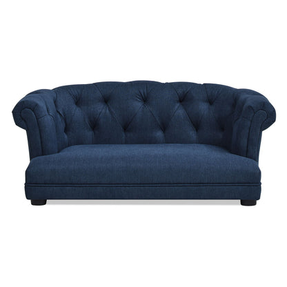 Kiki Chesterfield dog sofa bed medium blue velvet with tufted back and rolled arms HouseOfZazla on Tampa Home & Garden Store