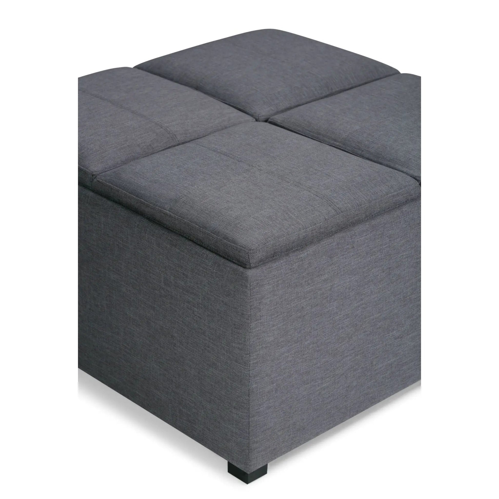 Avalon square storage ottoman in gray fabric with black legs by Unique Piece Furniture on Tampa Home & Garden Store