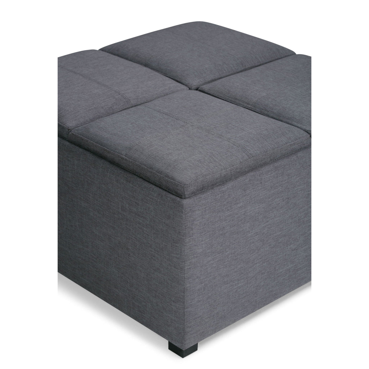Avalon Square Ottoman Coffee Table dark gray upholstered storage ottoman with tufted top on Tampa Home & Garden Store