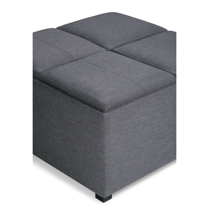 Avalon Square Ottoman Coffee Table dark gray upholstered storage ottoman with tufted top on Tampa Home & Garden Store