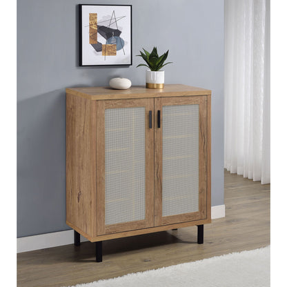 Stagg 2-Door Shoe Storage Cabinet Natural with cane doors and black metal legs by HouseOfZazla on Tampa Home & Garden Store