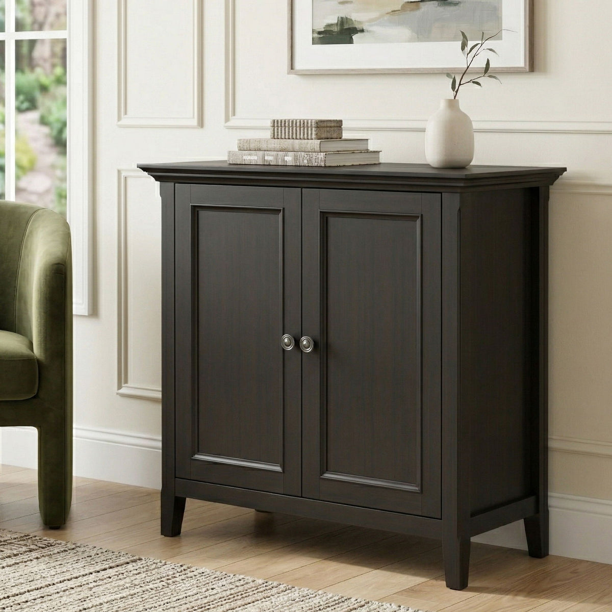 Amherst 2-Door Storage Cabinet in brown espresso with adjustable shelves, panel doors on Tampa Home & Garden Store