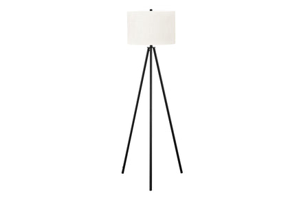 HouseOfZazla contemporary tripod floor lamp with white drum shade and black legs on Tampa Home & Garden Store