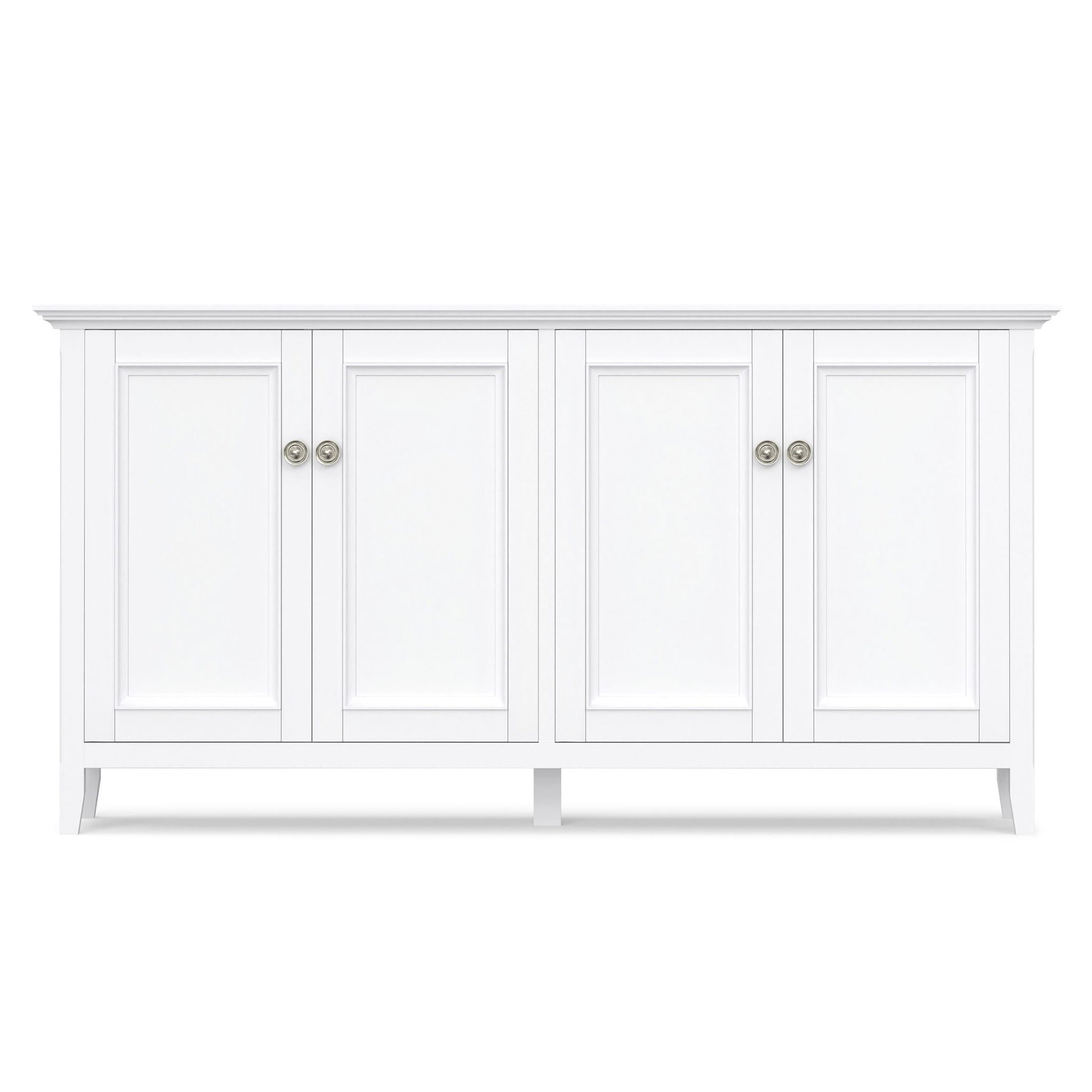 Amherst 4 Door Storage Cabinet by HouseOfZazla, white paneled doors, crown molding accent on Tampa Home & Garden Store