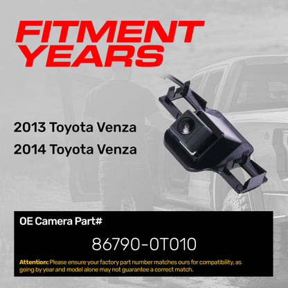 Master Tailgaters OEM replacement backup camera for 2013-2014 Toyota Venza, OE part 86790-0T010 on Tampa Home & Garden Store