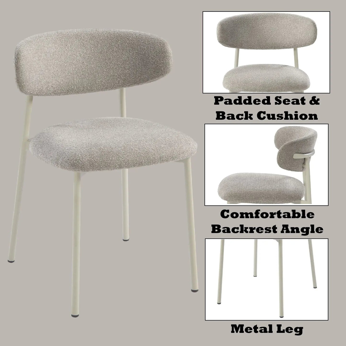 Ingram Side Chair Set of 2 Light Gray Finish