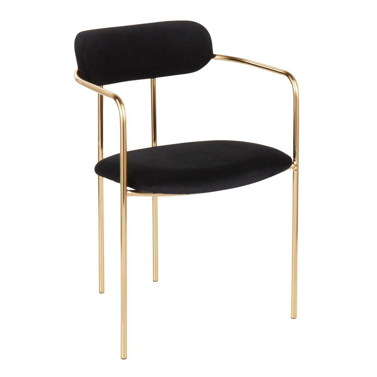 Contemporary chair set of 2 with black cushioned seats and backrests, gold metal frames on Tampa Home & Garden Store