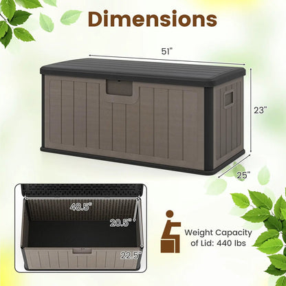 100 Gallon Large Deck Box With Lockable Lid