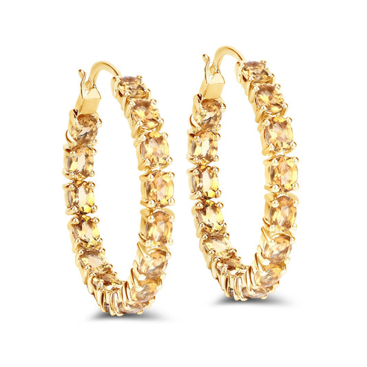 4.80ct Citrine Hoop Earrings, gold-tone prong-set stones, Bids.com on Tampa Home & Garden Store