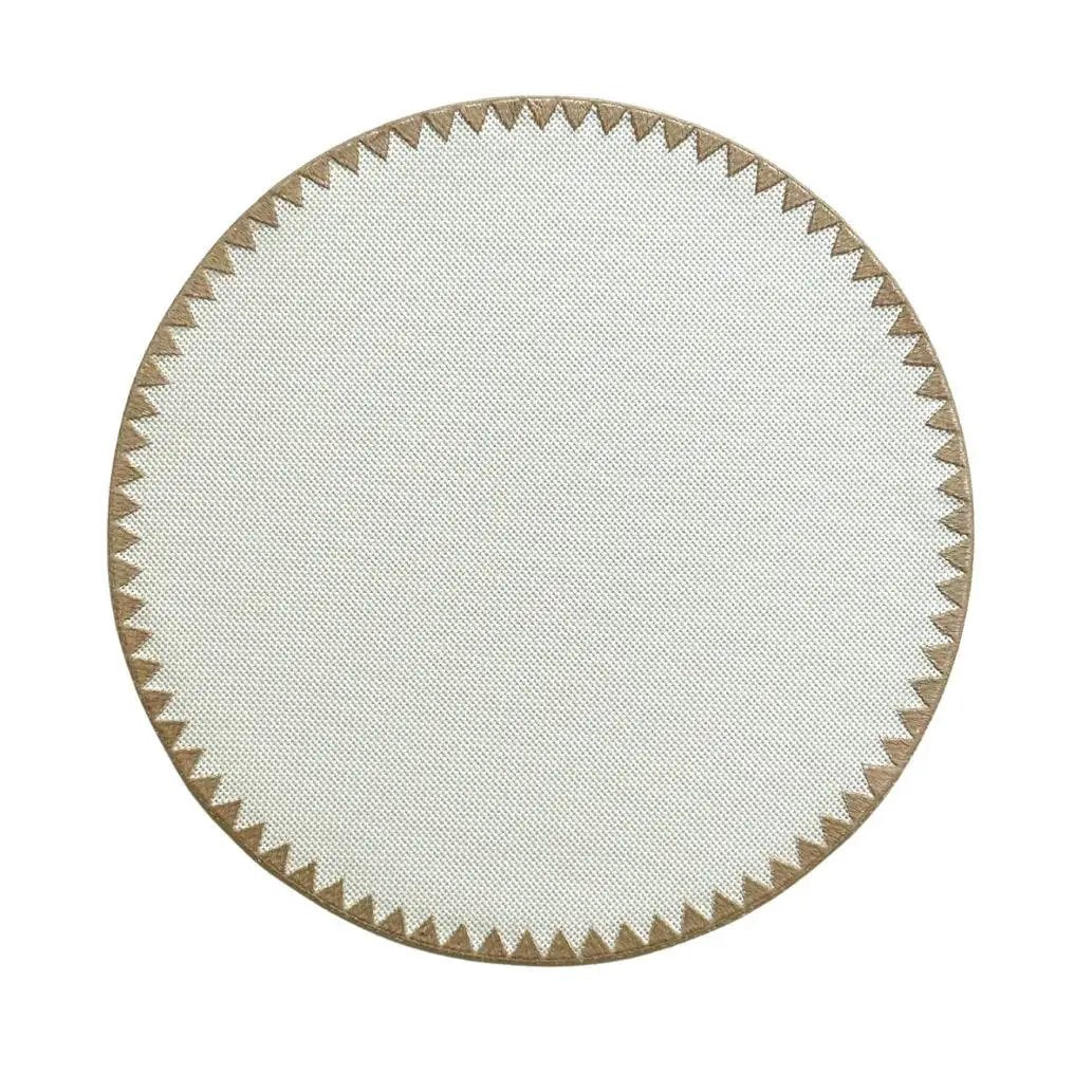 Montana placemat round cream woven with bold geometric brown trim by Talah Home on Tampa Home & Garden Store