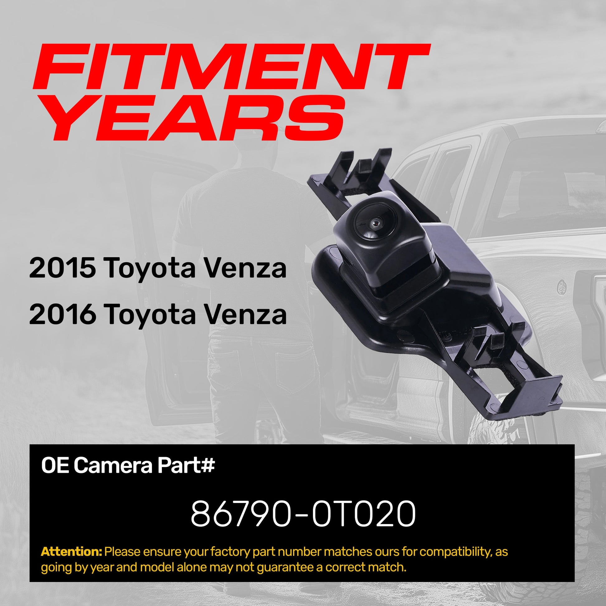 Backup camera 2015-2016 Toyota Venza OEM 86790-0T020 Master Tailgaters black housing on Tampa Home & Garden Store