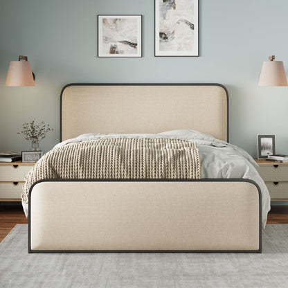 Modern Curved Upholstered Headboard and Footboard