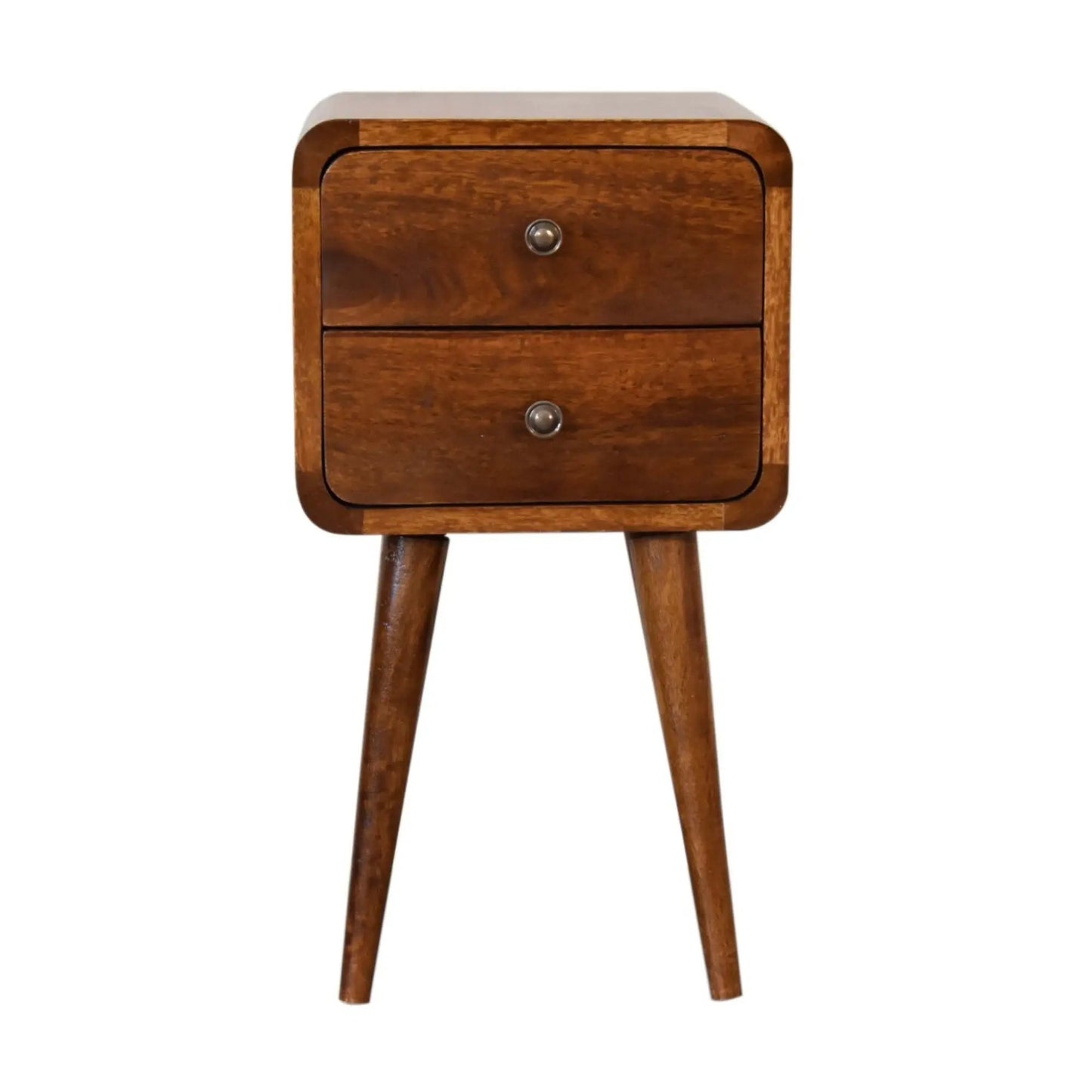 Curved Nightstand Table in Solid Mango Wood