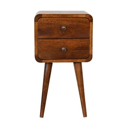 Curved Nightstand Table in Solid Mango Wood