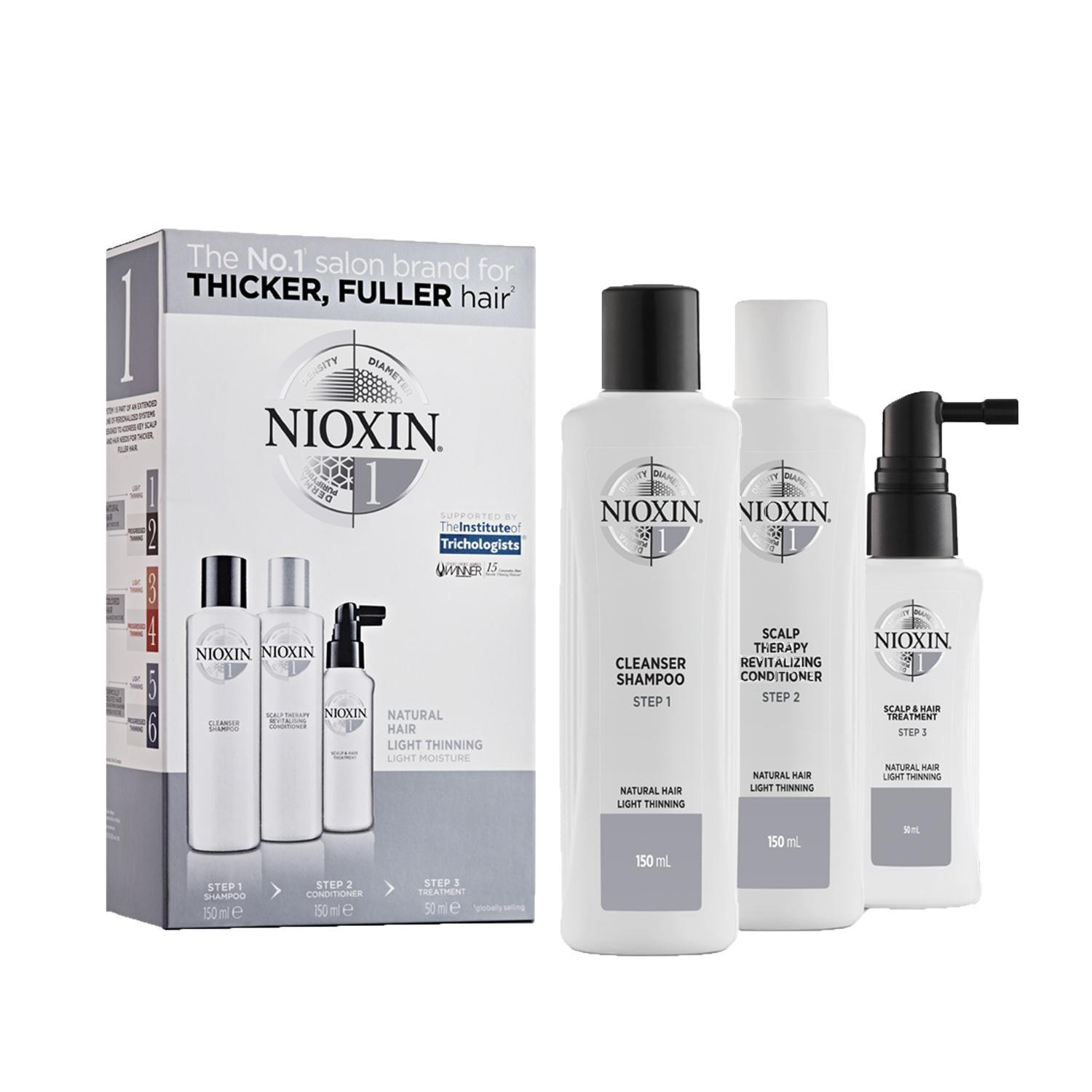 Nioxin travel size hair care set with shampoo, conditioner, and treatment for natural hair on Tampa Home & Garden Store