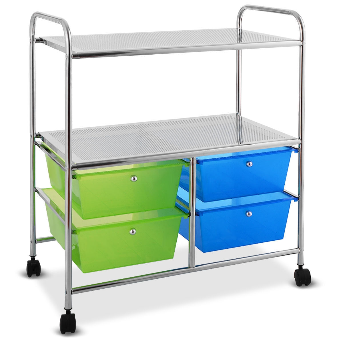 4 Drawers Shelves Rolling Storage Cart Rack-Clear