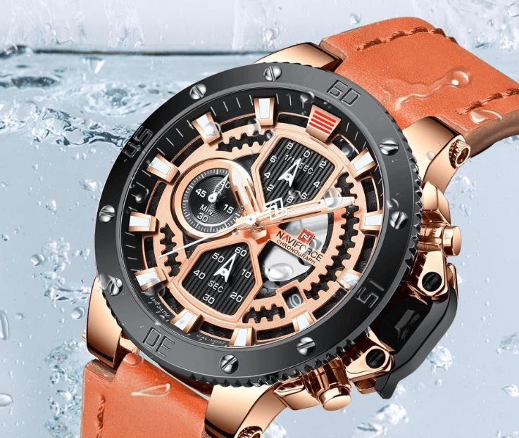 ST1N600MK men's watch with rose gold case, black bezel, orange strap, chrono, fluorescent hands on Tampa Home & Garden Store